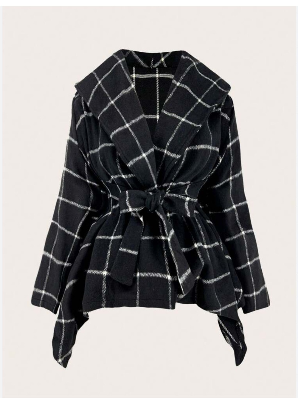 Focus 2000 Black Windowpane Belted Blazer